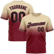 Custom Cream Black-Crimson Fade Fashion Performance T-Shirt