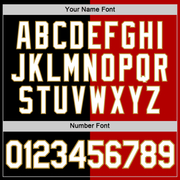 Custom Black Red-Old Gold Split Fashion Performance T-Shirt