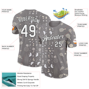 Custom Gray White-Black 3D Pickleball Paddles Balls Floral Performance T-Shirt