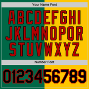 Custom Kelly Green Black Yellow-Red Split Fashion Performance T-Shirt