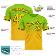 Custom Neon Green Yellow-Black Fade Fashion Performance T-Shirt