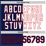 Custom Navy White-Red Split Fashion Performance T-Shirt