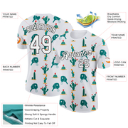 Custom White Black 3D Pickleball Paddles Balls Cactus Performance T-Shirt