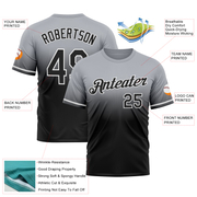 Custom Gray Black-White Fade Fashion Performance T-Shirt