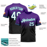 Custom Purple Black-Teal Fade Fashion Performance T-Shirt