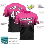 Custom Pink White-Black Fade Fashion Performance T-Shirt