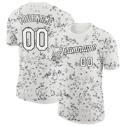 Custom Cream White-Black 3D Pickleball Paddles Balls Floral Performance T-Shirt