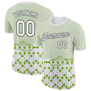 Custom Green White-Black 3D Pickleball Paddles Balls Performance T-Shirt
