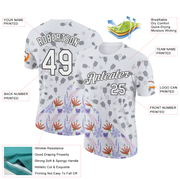Custom White Black 3D Pickleball Paddles Balls Floral Performance T-Shirt