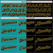 Custom Black Teal-Old Gold Split Fashion Performance T-Shirt