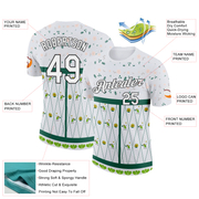 Custom Green White-Black 3D Pickleball Paddles Balls Floral Performance T-Shirt