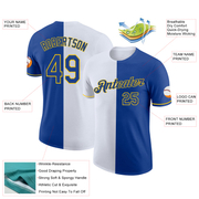 Custom Royal White-Yellow Split Fashion Performance T-Shirt