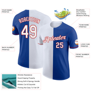 Custom Royal White-Red Split Fashion Performance T-Shirt