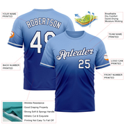 Custom Light Blue Royal-Navy Fade Fashion Performance T-Shirt