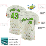 Custom Cream Aurora Green-Black 3D Pickleball Paddles Balls Floral Performance T-Shirt