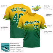 Custom Yellow Kelly Green-White Fade Fashion Performance T-Shirt
