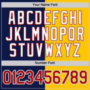 Custom Navy Red-Yellow Split Fashion Performance T-Shirt