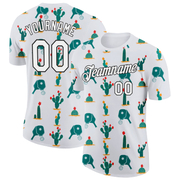 Custom White Black 3D Pickleball Paddles Balls Cactus Performance T-Shirt