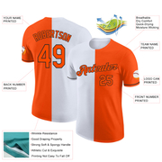 Custom Orange White-Black Split Fashion Performance T-Shirt
