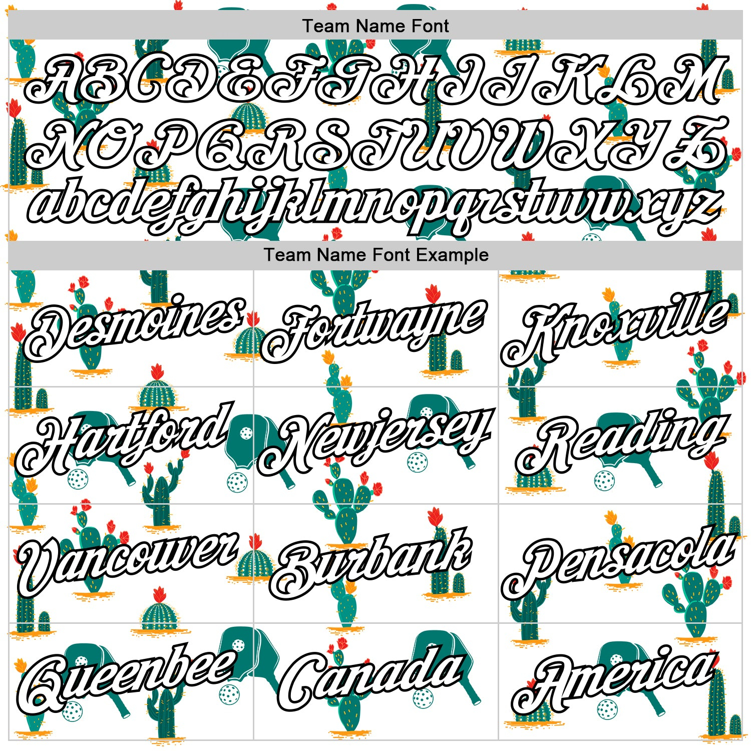 Custom White Black 3D Pickleball Paddles Balls Cactus Performance T-Shirt