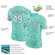 Custom Green White-Black 3D Pickleball Paddles Balls Floral Performance T-Shirt