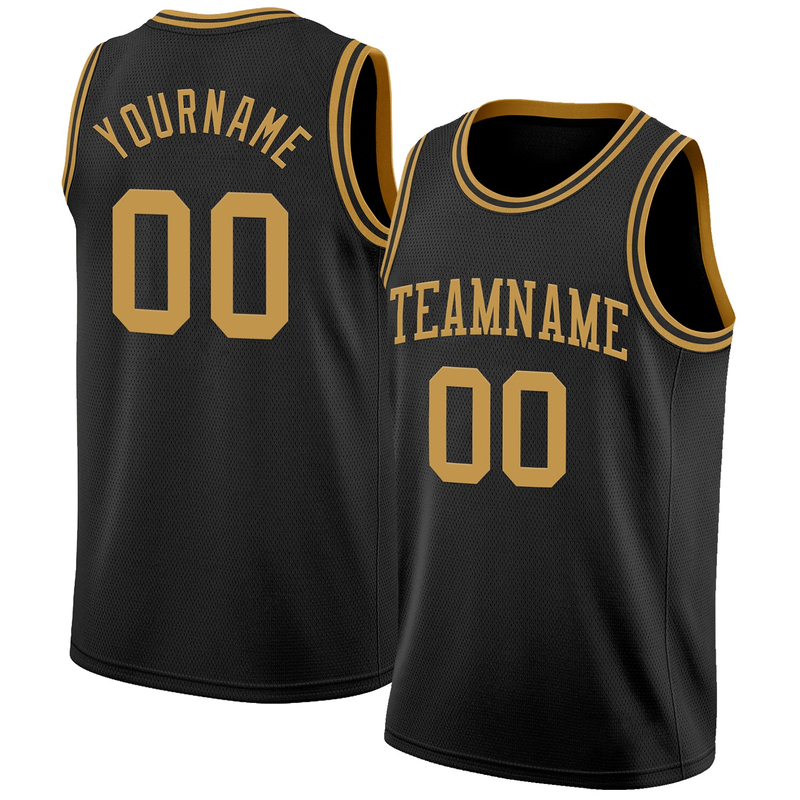 Custom Black Old Gold Authentic Basketball Jersey