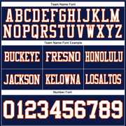 Custom Navy White-Orange Authentic Football Jersey