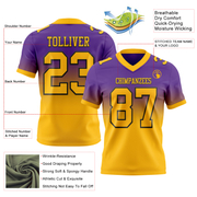 Custom Purple Gold-Black Authentic Fade Fashion Football Jersey