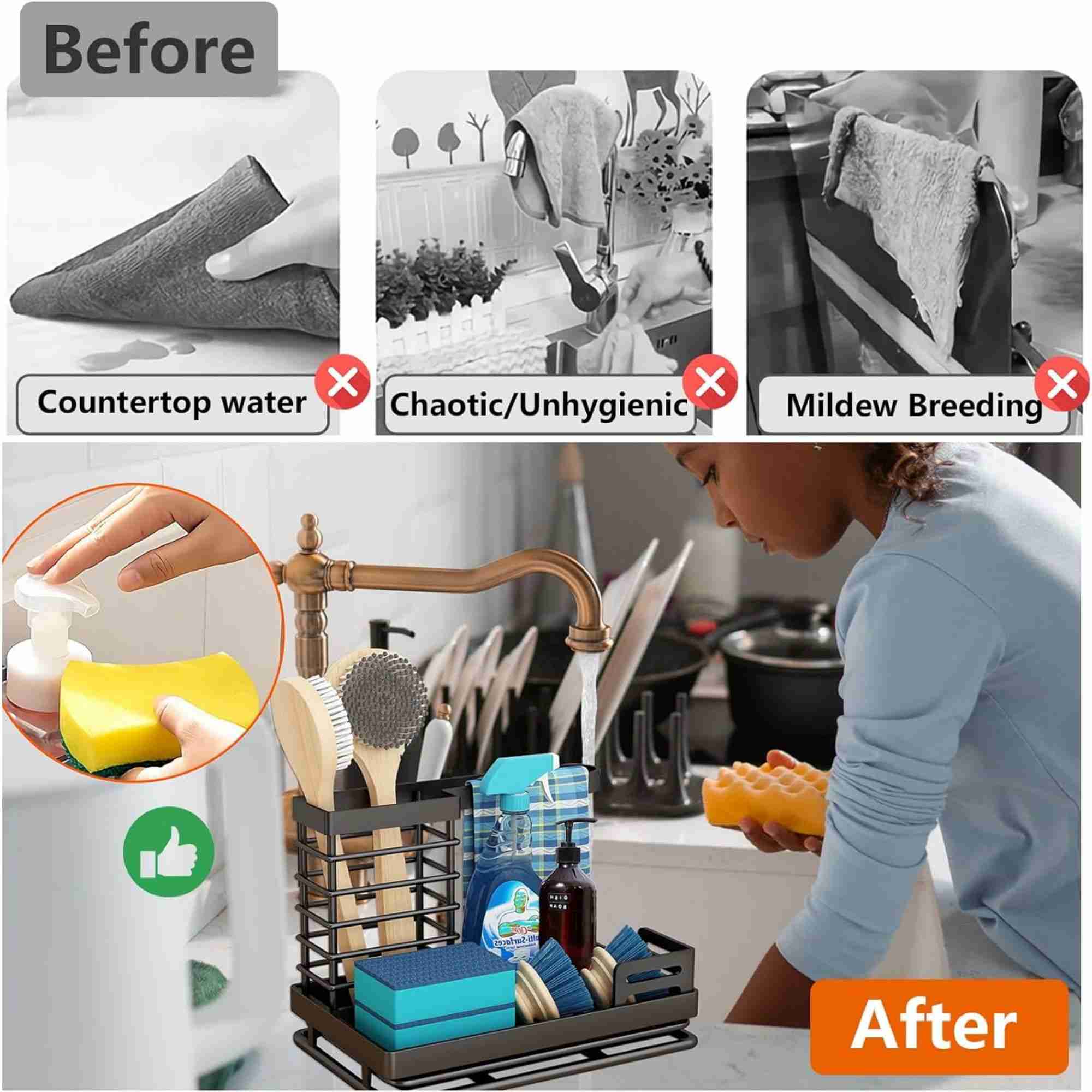 How to keep the kitchen sink area tidy and organized?