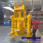 Excavator mounted submersible dredge pump