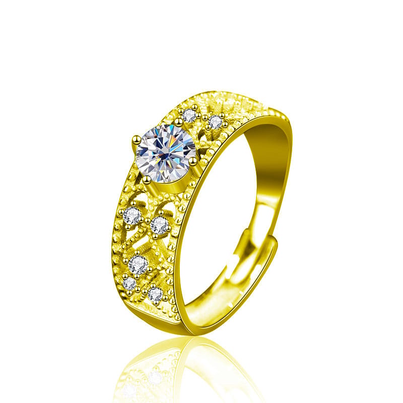 Mossan diamond 925 silver opening adjustable ring for ladies