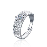 Mossan diamond 925 silver opening adjustable ring for ladies
