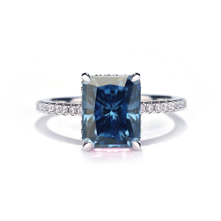 Aurora Prism | 4 Carat Baguette Cut Moissanite Engagement Ring | Four Prong Setting in S925 Silver | With GRA Certificate
