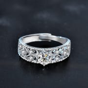 Mossan diamond 925 silver opening adjustable ring for ladies