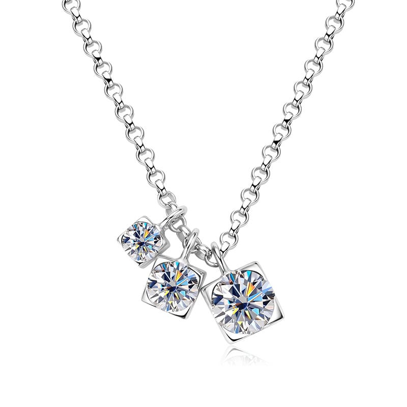 Three Moissanite necklace: temperament all simple pendant girls clavicle chain