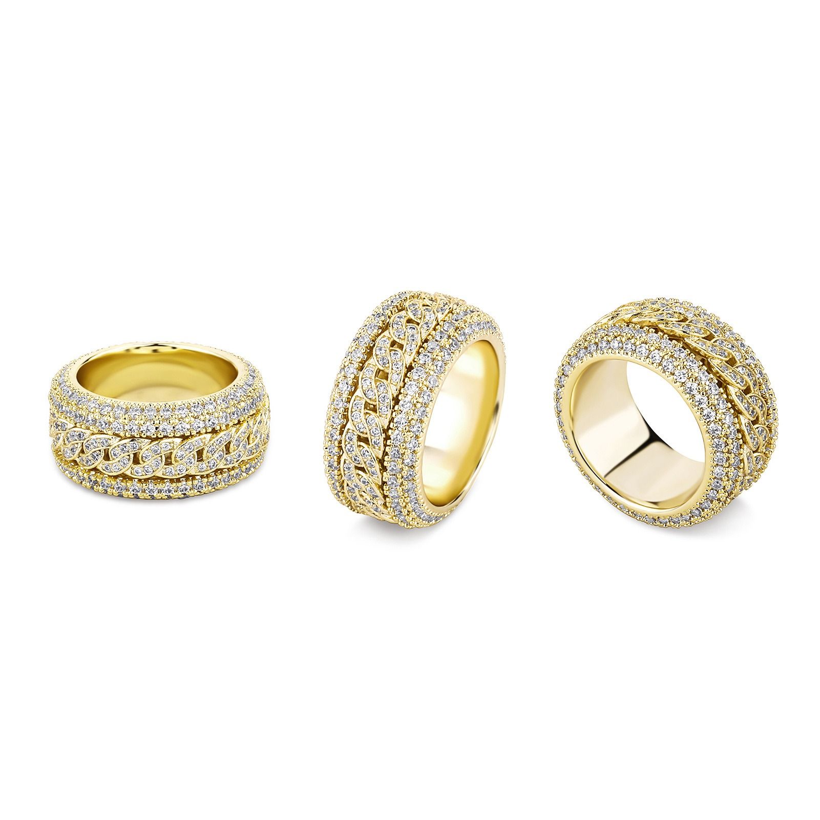 Full of diamond Cuba ring men rotating copper set zirconium trend exquisite accessories