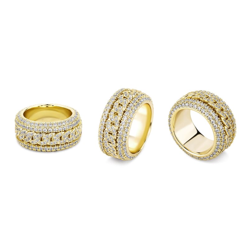Full of diamond Cuba ring men rotating copper set zirconium trend exquisite accessories
