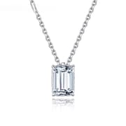 LuckluckStone Custom Iced VVS1 1ct Square-Cut Moissanite Quadruple-Prong Solitaire Pendant with Micro-Set Zirconia Collarbone Necklace
