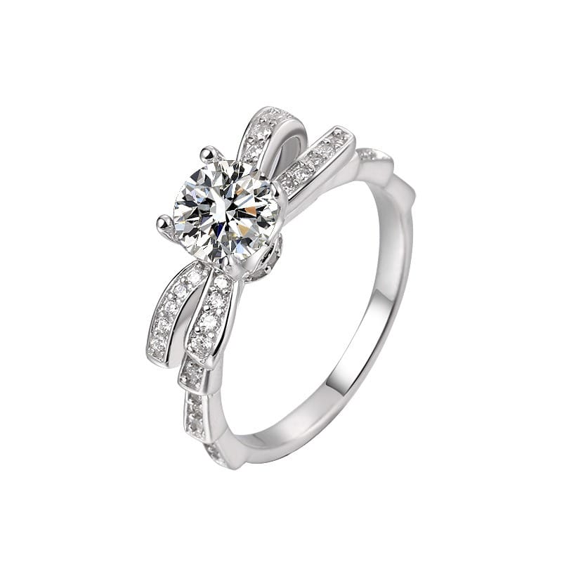 Bow ring female niche design high-grade plated Mossant diamond ring