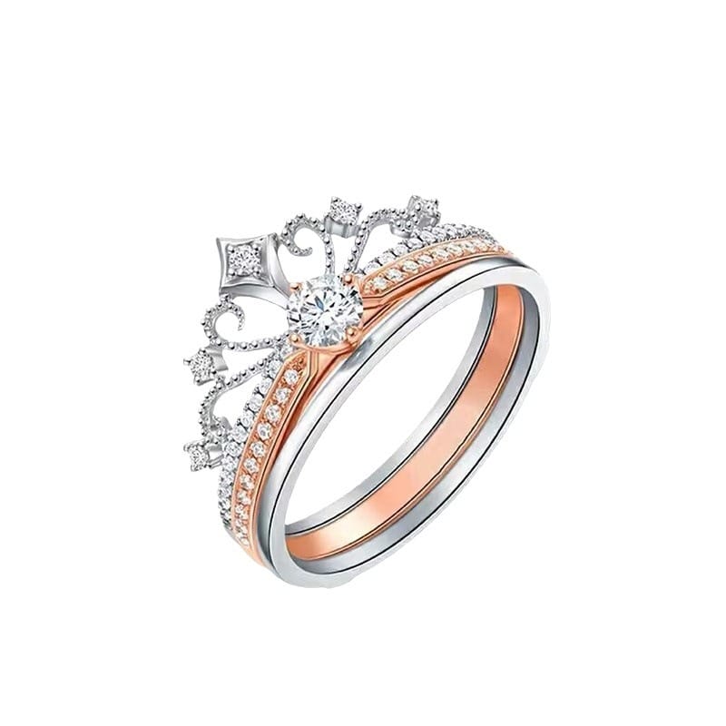 Moissanite fireworks castle double layer ring women silver plated 18k rose gold escaped princess diamond ring