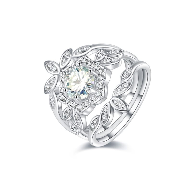 Sterling silver ring D color Mosan diamond 1 carat fold lace fashion ring for women