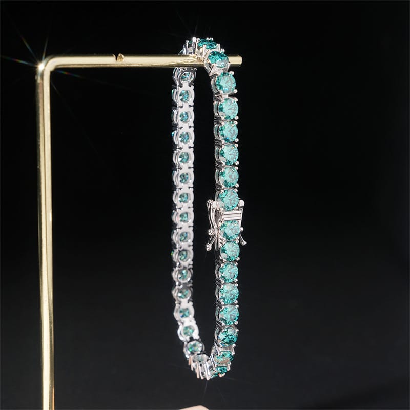 &ldquo;Star Prism Diamonds S925 Silver Plated 18K Gold Moissanite Bracelet | Silica Crystal Stacking Bracelet with GRA Optical Certification