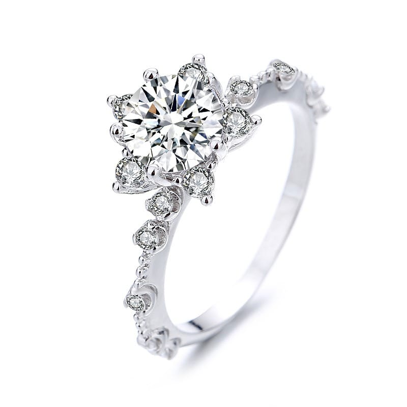 Sun flower one carat zircon ring for women elegant atmosphere advanced feelings of people's Day gift