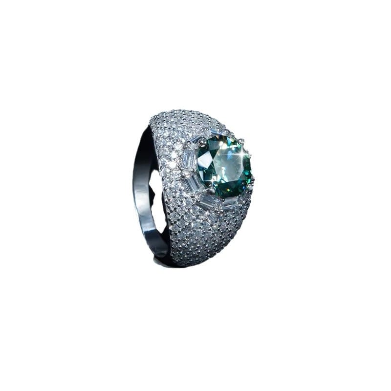 Modern style: unisex 3-carat pigeon egg Mosan diamond ring