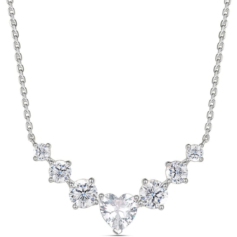 Smiling Princess D Color Moissanite Heart Pendant Necklace for Women