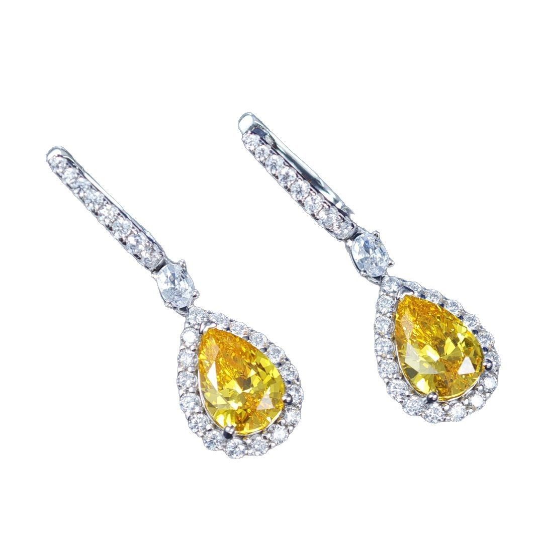 Sterling Silver 18K Gold-Plated Teardrop Moissanite Ear Clips