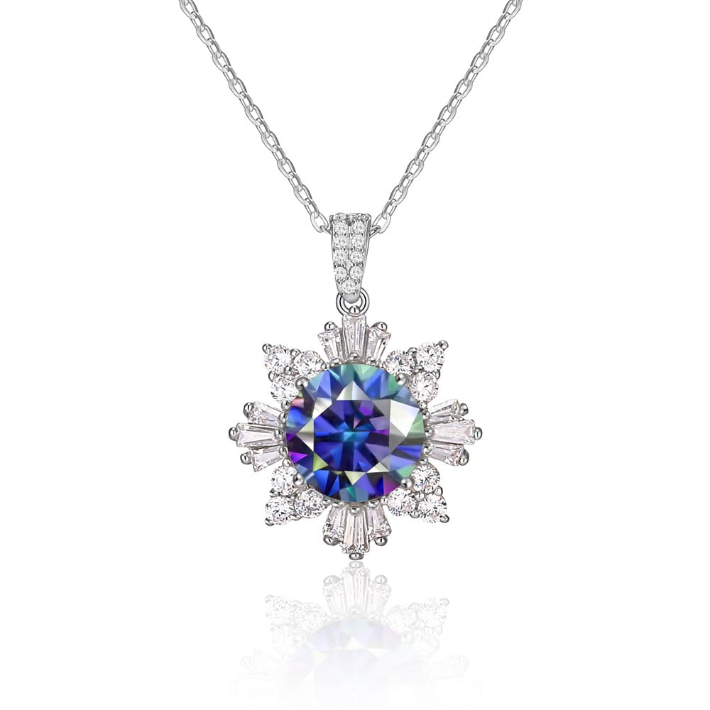 LuckLuckStone 3 Carat color tone Moissanite diamond quadruple prong set with s925 electroplated silver pendant necklace with Gra certificate