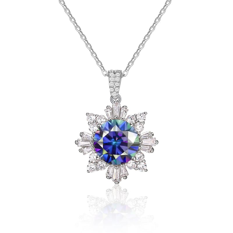 LuckLuckStone 3 Carat color tone Moissanite diamond quadruple prong set with s925 electroplated silver pendant necklace with Gra certificate