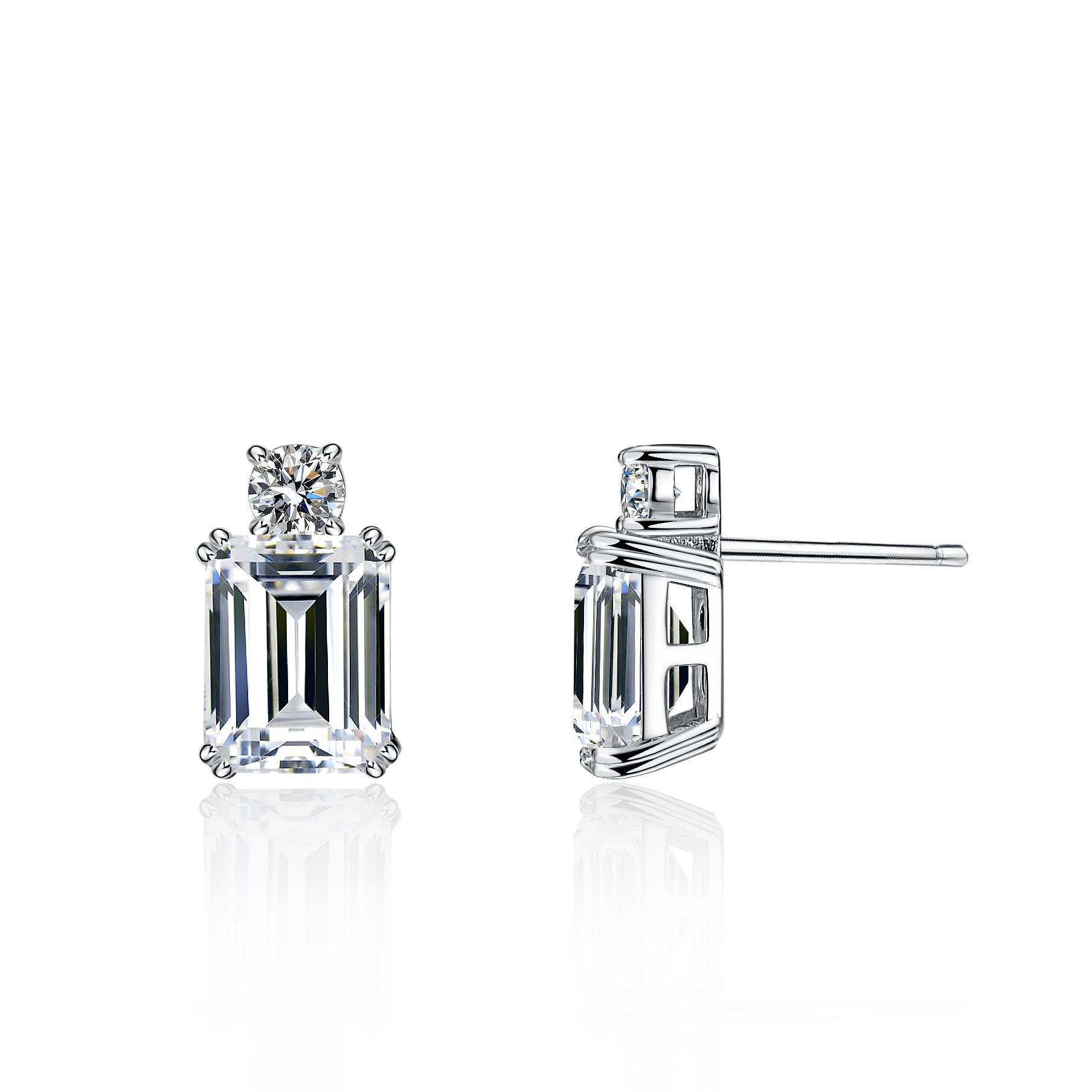 Elegant Four-Claw Square Moissanite Stud Earrings for Women: A Modern Twist on Classic Design"