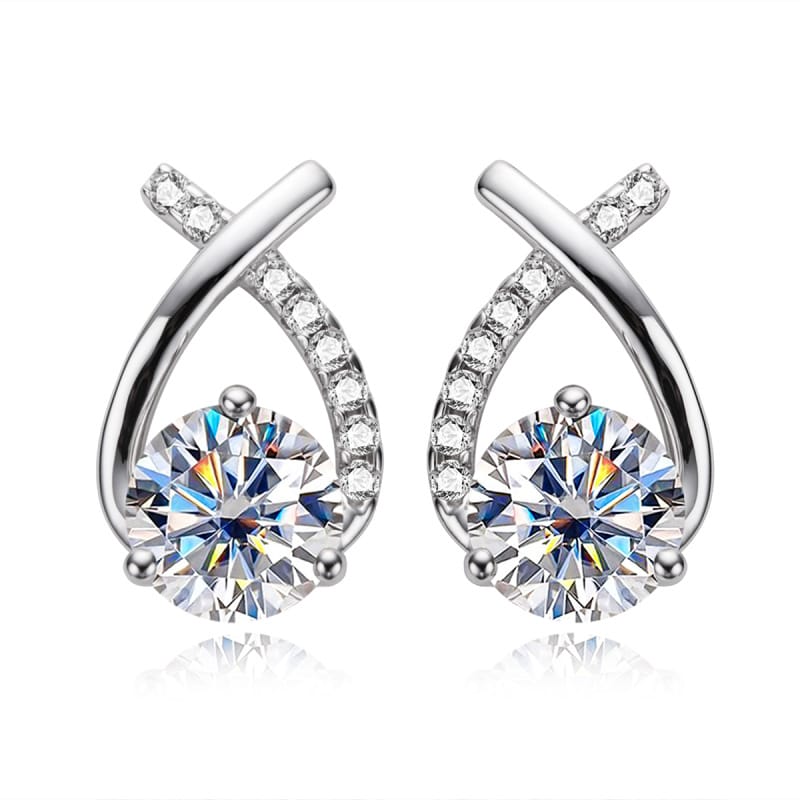 2-Carat Moissanite Stud Earrings for Women: Fashionable and Luxurious Sterling Silver Jewelry